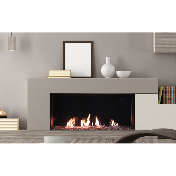 Plaza 75" Single-Sided Glass Barrier Fireplace With Remote Control and LED Underlighting