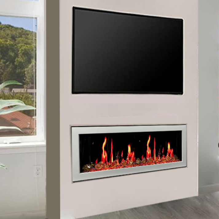 Litedeer Gloria II 58" Smart Electric Fireplace with App Seamless Push-in Reflective Fire Glass ZEF58VAW