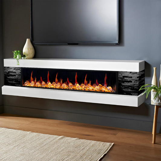 Litedeer Latitude 55" Built-in Linear Electric Fireplace Acrylic Crushed Ice Rocks with Multi-color ZEF55VC