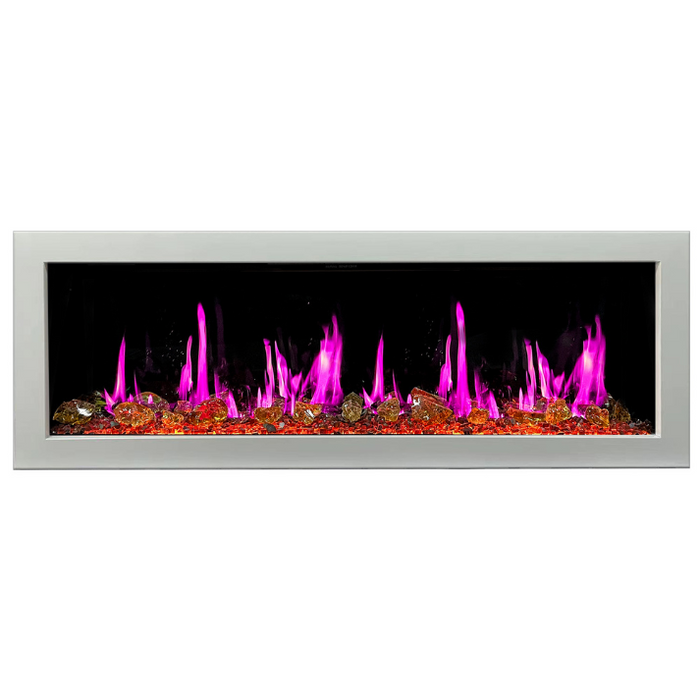 Litedeer Homes Gloria II 48" White Seamless Push-in Electric Fireplace With Reflective Fire Glass Reflective Fire Glass - ZEF48XAW