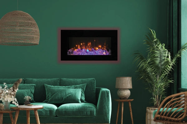 Amantii 26" Wall Mount or Flush Mount Indoor Outdoor Smart Electric Fireplace | WM-FM-26-3623-BG