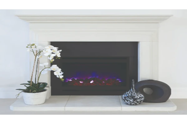 Amantii Zero Clearance 31" Built-In Electric Fireplace With Square Surround | ZECL-31-3228-STL-STL-SQ