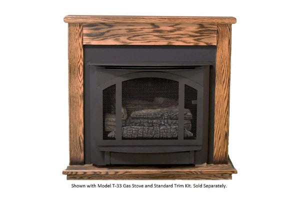 Buck Stove Model ZCBB 36" Vent Free Firebox With Standard Dark Oak Mantel