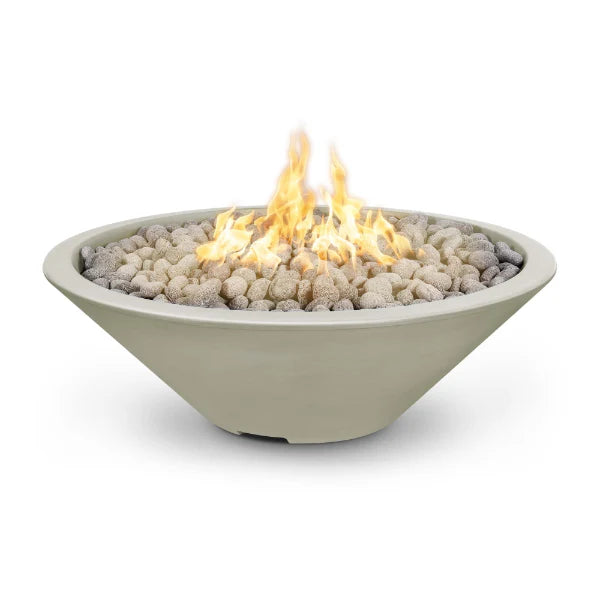 The Outdoor Plus Cazo Narrow Ledge 48" Ash Round GFRC Concrete Liquid Propane Fire Pit With Match Lit Ignition - OPT-CZNL48-ASH-LP