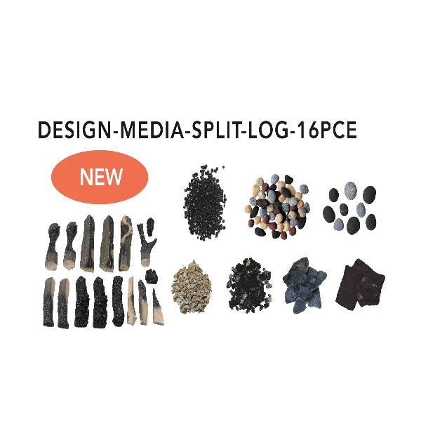 Amantii 16 Pcs. Split Log Deluxe Media Log Set | DESIGN-MEDIA-SPLITLOG-16PCE