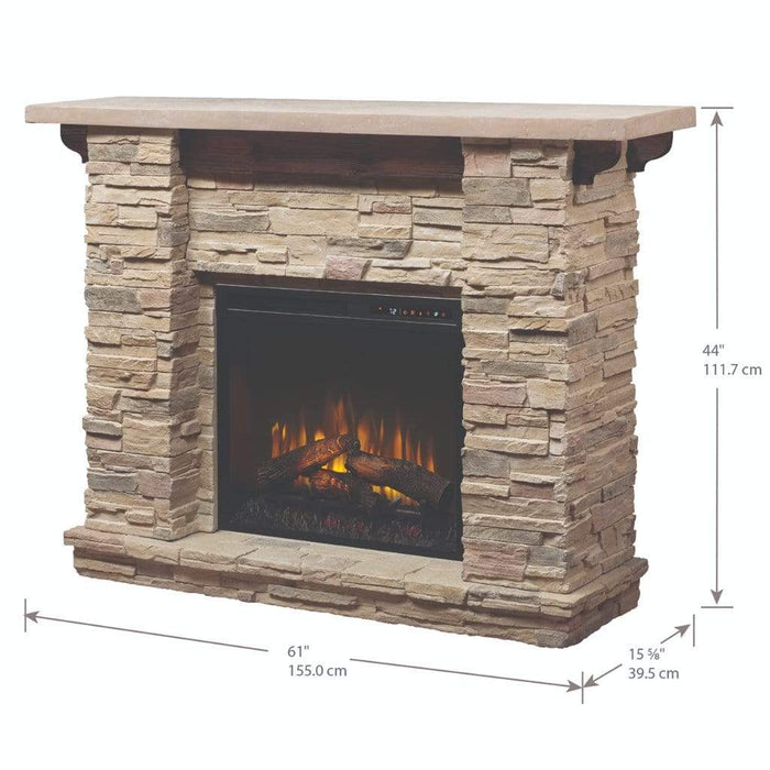 Dimplex Featherston 61" Natural Stone Look Mantel With 28" Multi-Fire XHD Firebox GDS28L8-1152LR