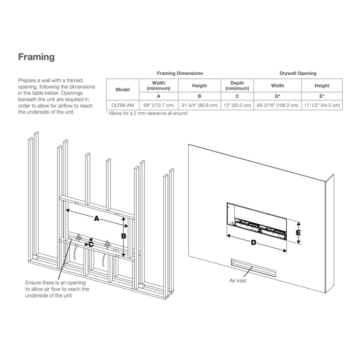 Dimplex Opti-Myst 66" Linear Electric Fireplace OLF66-AM With Acrylic Ice and Driftwood Media