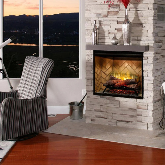 Dimplex Revillusion Herringbone 30" Built-In Electric Firebox With Single Pane Glass & Plug Kit