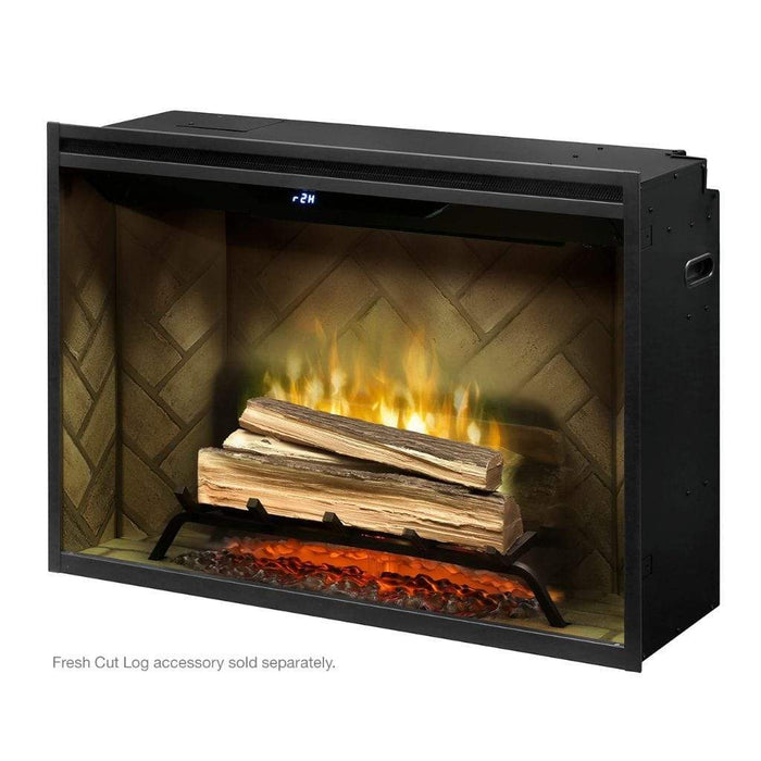 Dimplex Revillusion Herringbone 36" Built-In Electric Firebox W/ Single Pane Glass & Plug Kit - 500002400