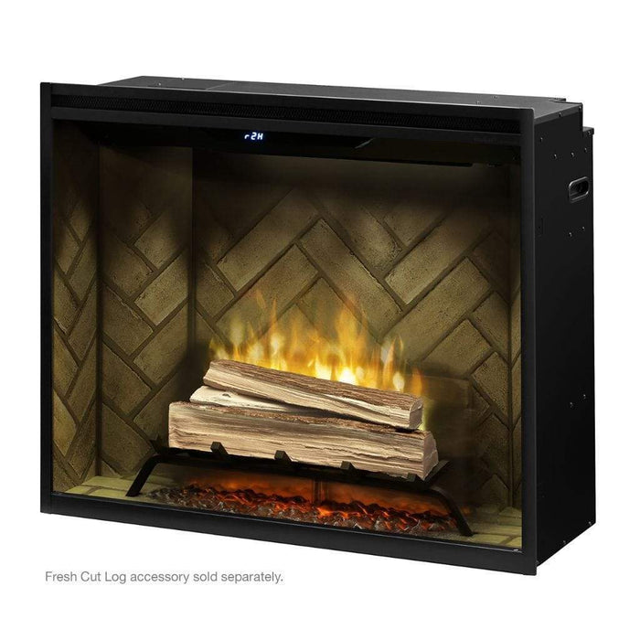 Dimplex Revillusion Weathered Concrete 36" Portrait Built-In Electric Firebox W/ Front Glass &  Plug Kit - 50002399 (RBF36PWC-FG)