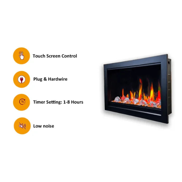 Litedeer Homes LiteStar 38" Smart Electric Fireplace Inserts With App Driftwood Log & River Rock - ZEF38VC