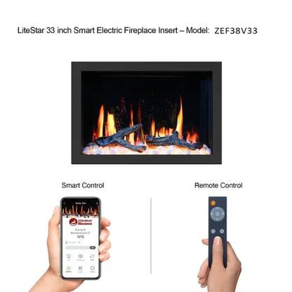 Litedeer Homes LiteStar 33" Smart Electric Fireplace Inserts - ZEF38VC-33