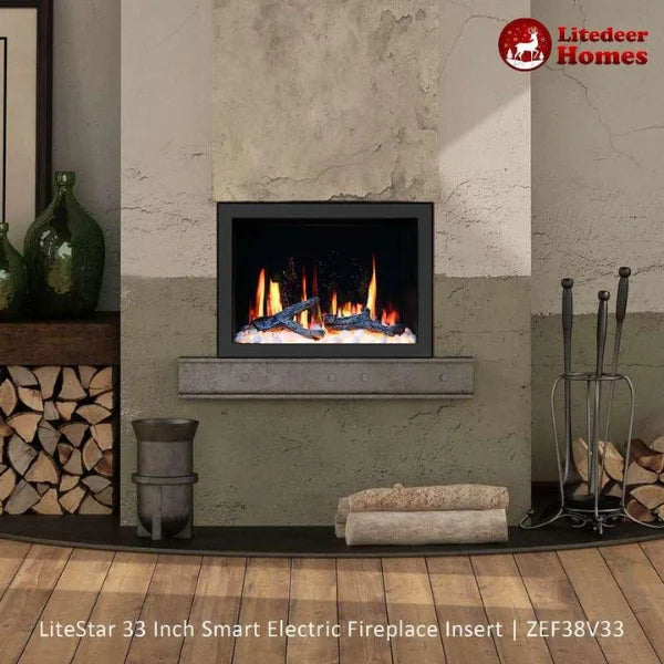 Litedeer Homes LiteStar 33" Smart Electric Fireplace Inserts - ZEF38VC-33