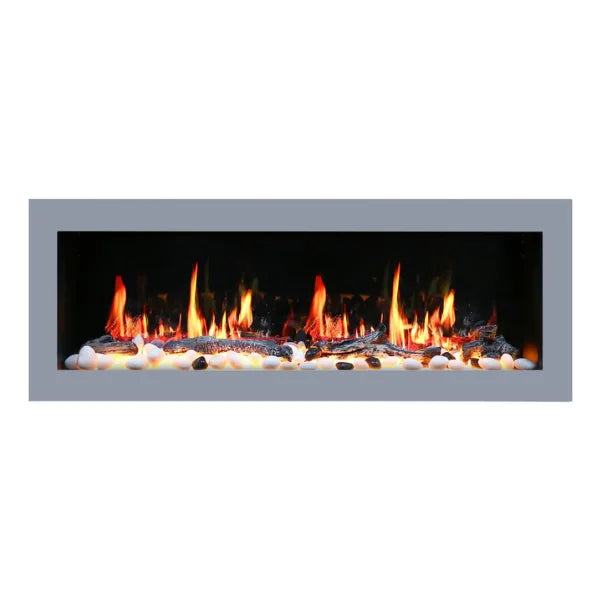 Litedeer Homes Gloria II 78" Silver Seamless Push-in Electric Fireplace - ZEF78VS