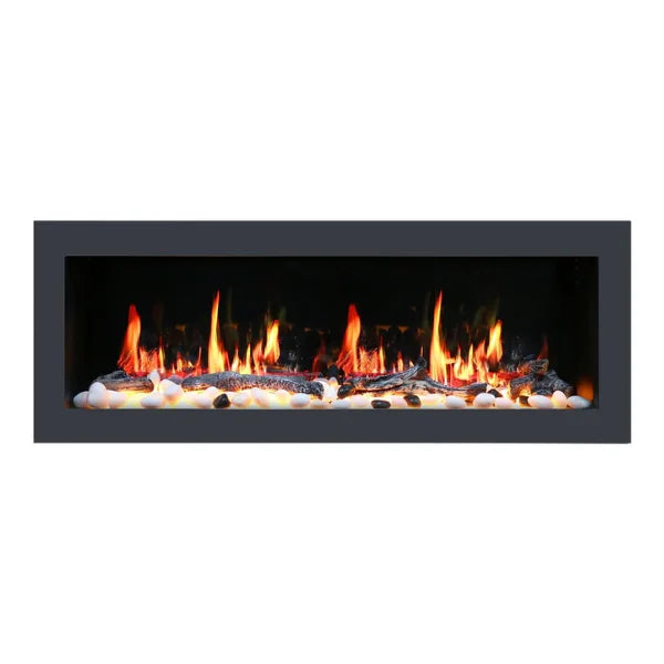 Litedeer Homes Gloria II 78" Silver Seamless Push-in Electric Fireplace - ZEF78VS