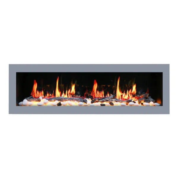 Litedeer Homes Gloria II 78" Silver Seamless Push-in Electric Fireplace - ZEF78VS