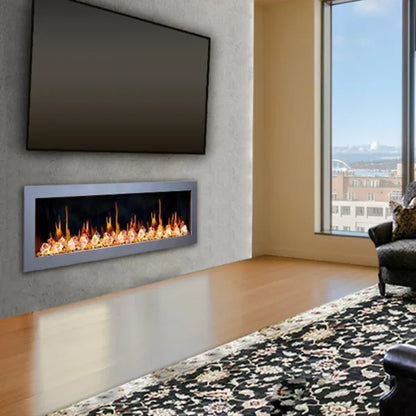 Litedeer Homes Gloria II 78" Silver Seamless Push-in Electric Fireplace - ZEF78VS