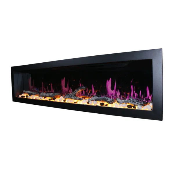 Litedeer Homes Gloria II 78" Silver Seamless Push-in Electric Fireplace - ZEF78VS