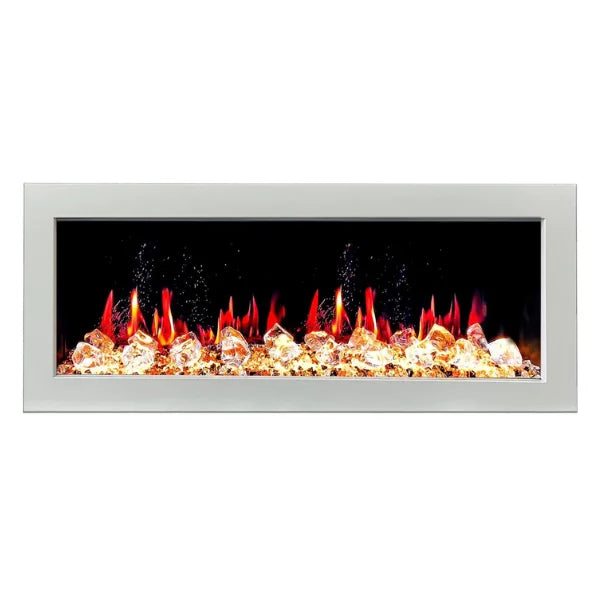 Litedeer Homes Gloria II 48" White Seamless Push-in Electric Fireplace With Acrylic Crushed Ice Rocks Acrylic Crushed Ice Rocks - ZEF48XCW