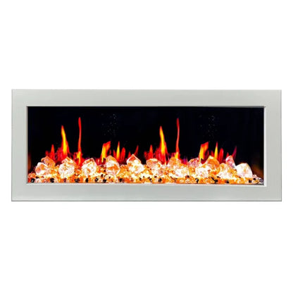 Litedeer Homes Gloria II 48" White Seamless Push-in Electric Fireplace With Acrylic Crushed Ice Rocks Acrylic Crushed Ice Rocks - ZEF48XCW