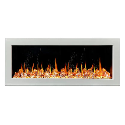 Litedeer Homes Gloria II 48" White Seamless Push-in Electric Fireplace With Acrylic Crushed Ice Rocks Acrylic Crushed Ice Rocks - ZEF48XCW