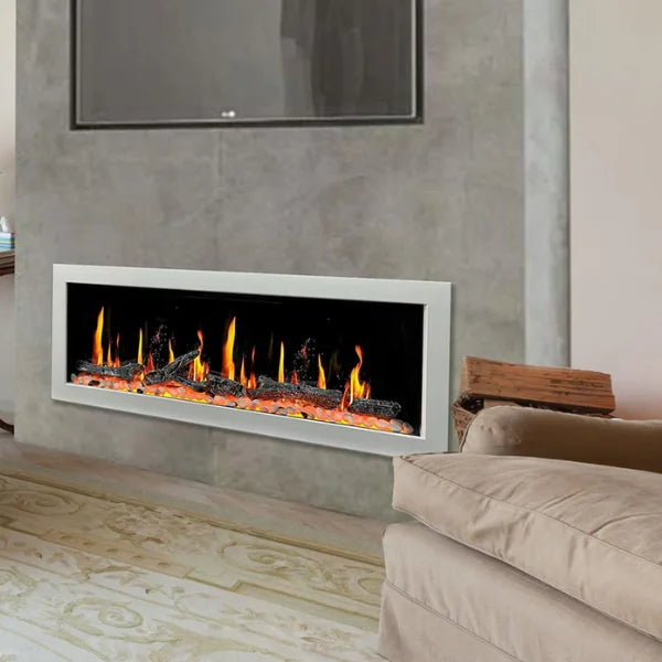 Litedeer Homes Gloria II 48" White Seamless Push-in Electric Fireplace With Smart App Control and 5 Unique Flame - ZEF48XW