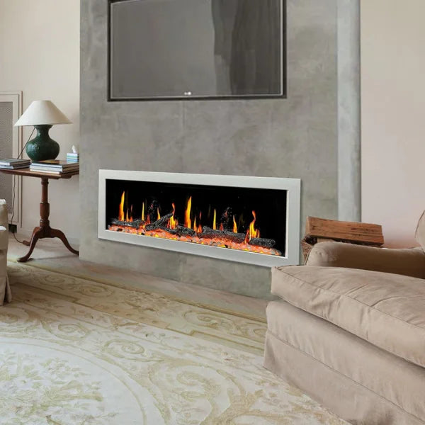 Litedeer Homes Gloria II 48" White Seamless Push-in Electric Fireplace With Smart App Control and 5 Unique Flame - ZEF48XW