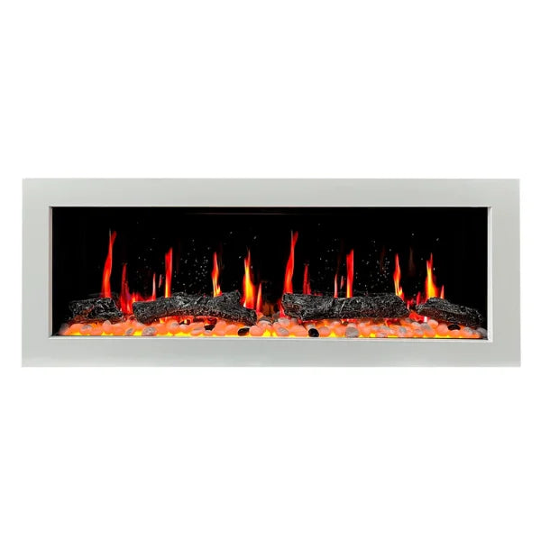 Litedeer Homes Gloria II 48" White Seamless Push-in Electric Fireplace With Smart App Control and 5 Unique Flame - ZEF48XW