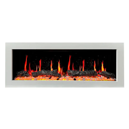 Litedeer Homes Gloria II 48" White Seamless Push-in Electric Fireplace With Smart App Control and 5 Unique Flame - ZEF48XW