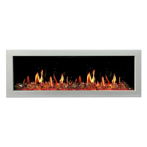 Litedeer Homes Gloria II 58" White Seamless Push-in Electric Fireplace With Reflective Fire Glass Reflective Fire Glass - ZEF58VAW