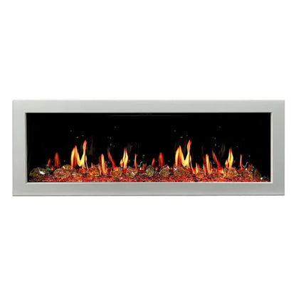 Litedeer Homes Gloria II 58" White Seamless Push-in Electric Fireplace With Reflective Fire Glass Reflective Fire Glass - ZEF58VAW