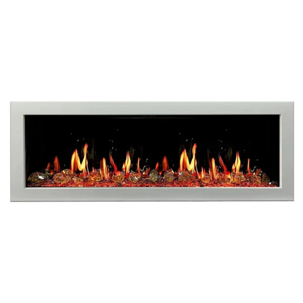 Litedeer Homes Gloria II 58" White Seamless Push-in Electric Fireplace With Reflective Fire Glass Reflective Fire Glass - ZEF58VAW