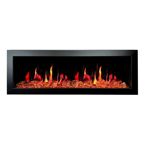 Litedeer Homes Gloria II 58" White Seamless Push-in Electric Fireplace With Reflective Fire Glass Reflective Fire Glass - ZEF58VAW