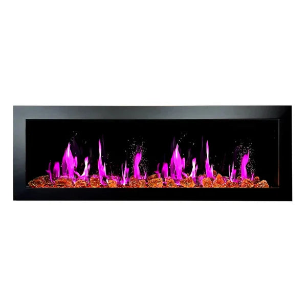 Litedeer Homes Gloria II 58" White Seamless Push-in Electric Fireplace With Reflective Fire Glass Reflective Fire Glass - ZEF58VAW