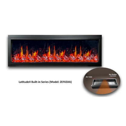 Litedeer Homes Gloria II 58" White Seamless Push-in Electric Fireplace With Reflective Fire Glass Reflective Fire Glass - ZEF58VAW