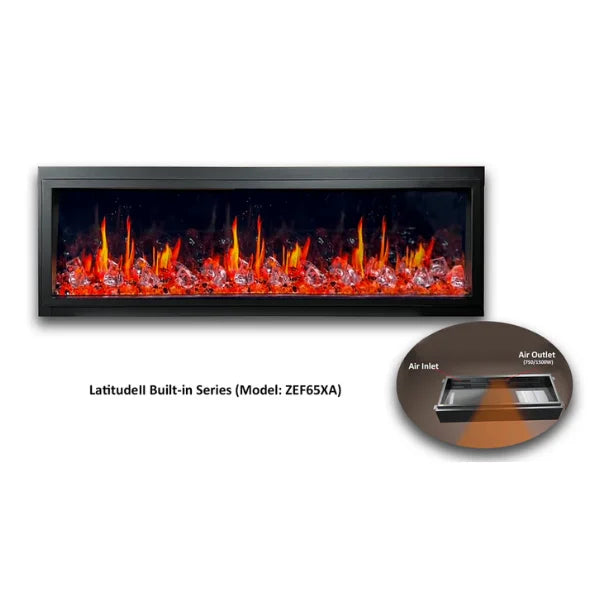 Litedeer Homes Gloria II 58" White Seamless Push-in Electric Fireplace With Reflective Fire Glass Reflective Fire Glass - ZEF58VAW