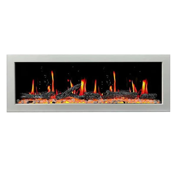 Litedeer Homes Gloria II 58" White Seamless Push-in Electric Fireplace With Smart App Control and 5 Unique Flame - ZEF58VW