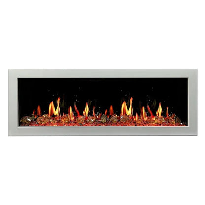 Litedeer Homes Gloria II 68" White Seamless Push-in Electric Fireplace With Reflective Fire Glass Reflective Fire Glass - ZEF68XAW