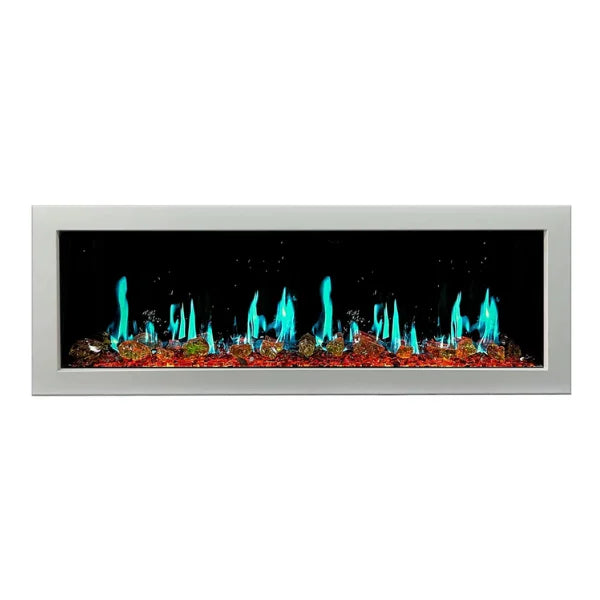 Litedeer Homes Gloria II 68" White Seamless Push-in Electric Fireplace With Reflective Fire Glass Reflective Fire Glass - ZEF68XAW