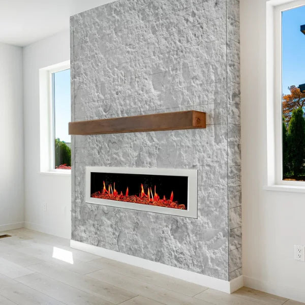 Litedeer Homes Gloria II 68" White Seamless Push-in Electric Fireplace With Reflective Fire Glass Reflective Fire Glass - ZEF68XAW