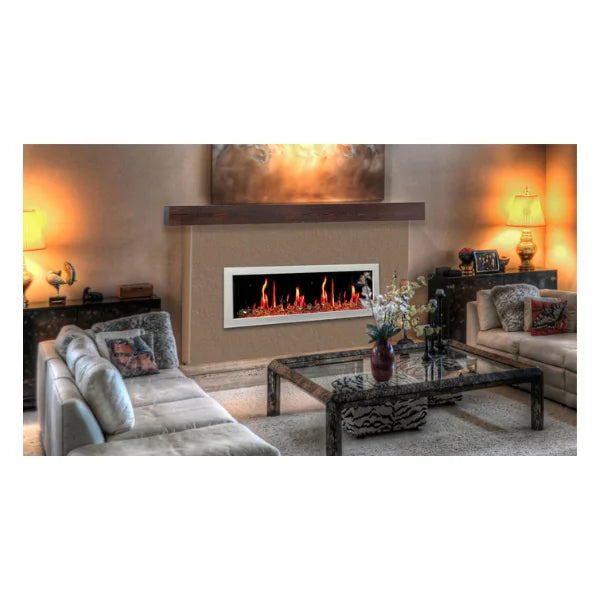 Litedeer Homes Gloria II 68" White Seamless Push-in Electric Fireplace With Reflective Fire Glass Reflective Fire Glass - ZEF68XAW