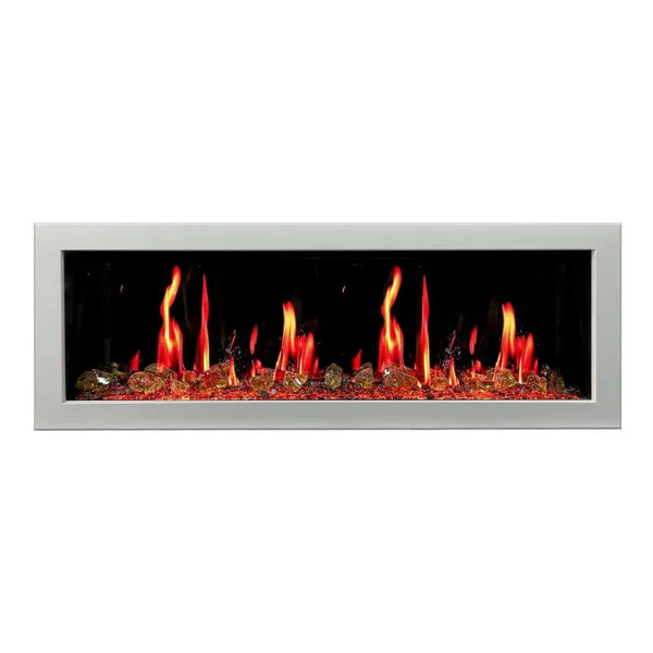 Litedeer Homes Gloria II 68" White Seamless Push-in Electric Fireplace With Reflective Fire Glass Reflective Fire Glass - ZEF68XAW