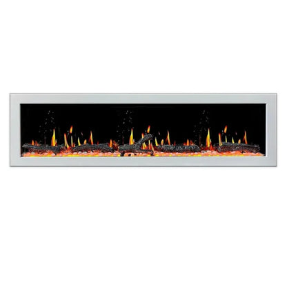 Litedeer Homes Gloria II 68" White Seamless Push-in Electric Fireplace With Smart App Control and 5 Unique Flame - ZEF68XW