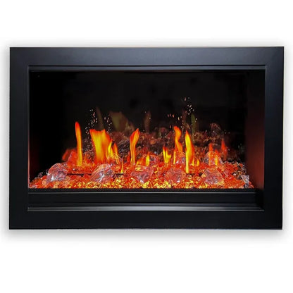 Litedeer Homes LiteStar 33" Crystal Pebble Smart Electric Fireplace Inserts - ZEF38VC-33-Crystal