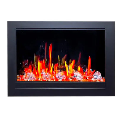 Litedeer Homes LiteStar 38" Luster Copper Amber Glass Smart Electric Fireplace Inserts With App Reflective Amber Glass - ZEF38VC-Amber