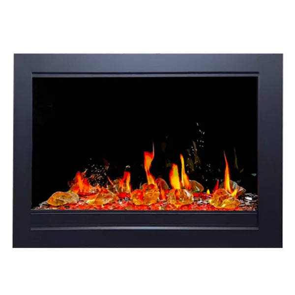 Litedeer Homes LiteStar 38" Luster Copper Amber Glass Smart Electric Fireplace Inserts With App Reflective Amber Glass - ZEF38VC-Amber