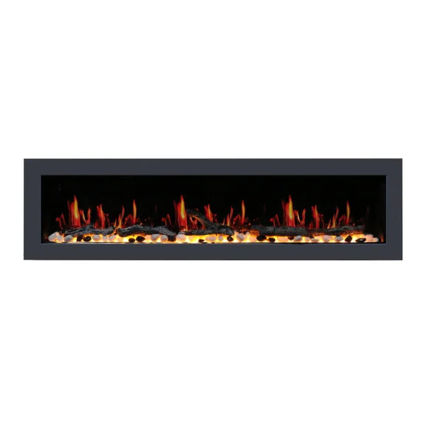 Litedeer Homes Latitude II 48" Seamless Push-in Electric Fireplace With App Driftwood Log & River Rock - ZEF48X