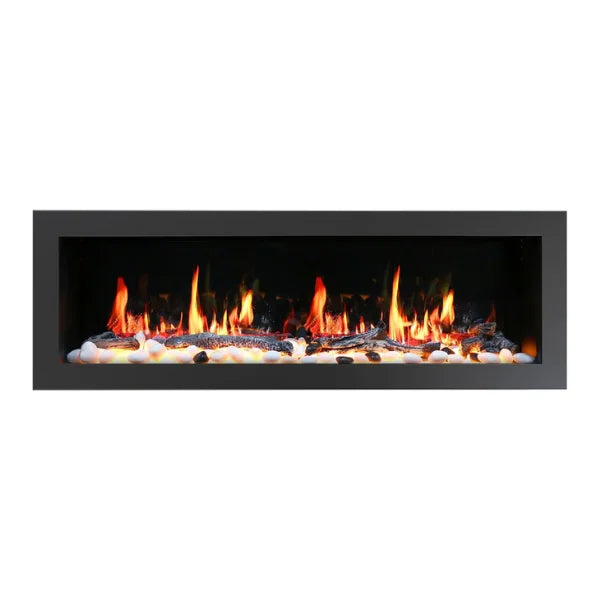 Litedeer Homes Latitude II 48" Seamless Push-in Electric Fireplace With App Driftwood Log & River Rock - ZEF48X