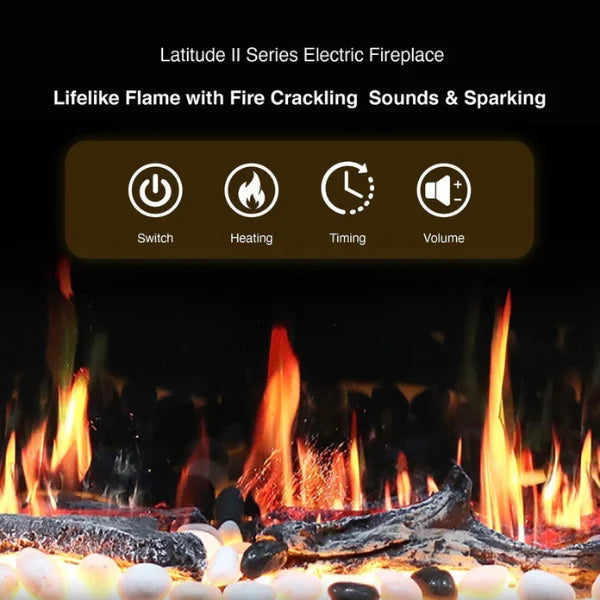 Litedeer Homes Latitude II 48" Seamless Push-in Electric Fireplace With App Driftwood Log & River Rock - ZEF48X