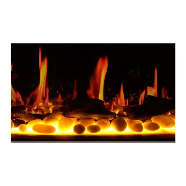 Litedeer Homes Latitude II 48" Seamless Push-in Electric Fireplace With App Driftwood Log & River Rock - ZEF48X